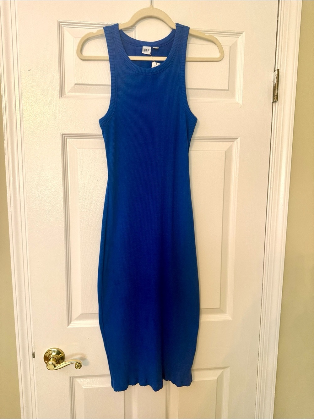 GAP Royal Blue Ribbed Sleeveless Midi Dress